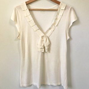 Ann Taylor LOFT Cream T-Shirt Blouse, Size M
